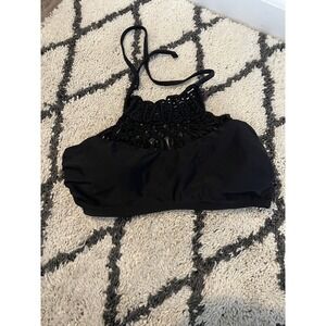 Xhilaration Woven Bikini Swimsuit Top Black Medium